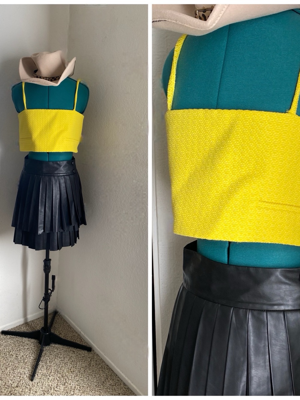 Alexis Bright Yellow Textured Crop Camisole M